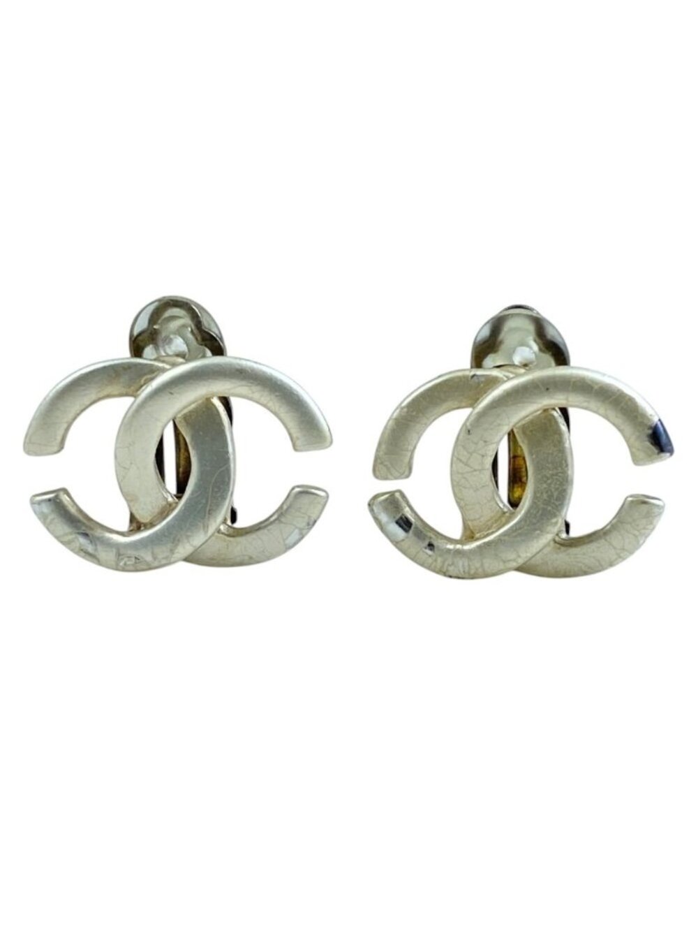 Chanel CC Logo Earrings Accessory Metal Silver